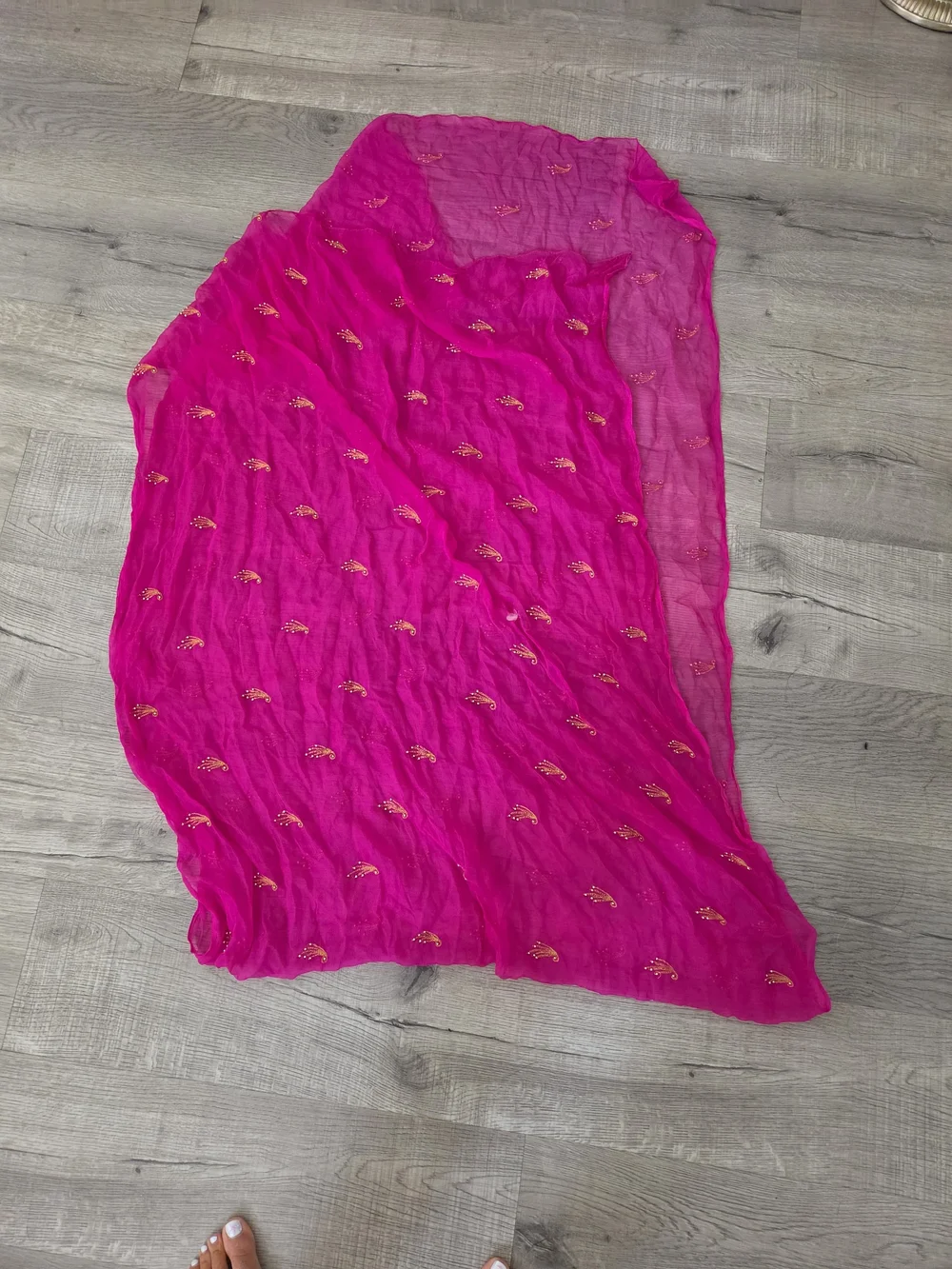 Pink Sheer Embellished Scarf - Unbranded. Very Big. Silky